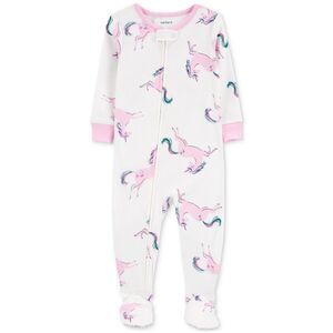 Carter's Toddler Girls 1-Piece Unicorn Footed Pajama -‎ White/Pink Size 2T